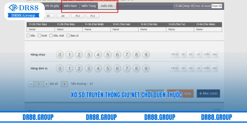 Xổ số truyền thống giữ nét chơi quen thuộc tại GW Lobby trên nhà cái uy tín DR88