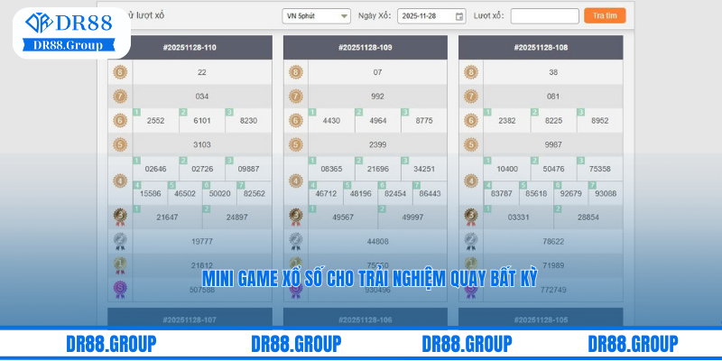 Mini game xổ số cho trải nghiệm quay số minh bạch với xổ số siêu tốc tại GW Lobby