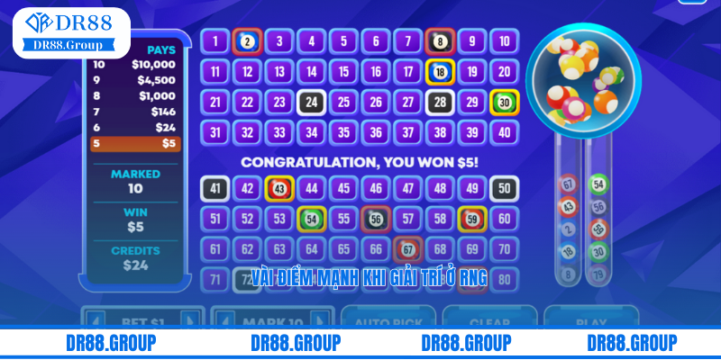 Vài điểm mạnh khi giải trí ở RNG Keno